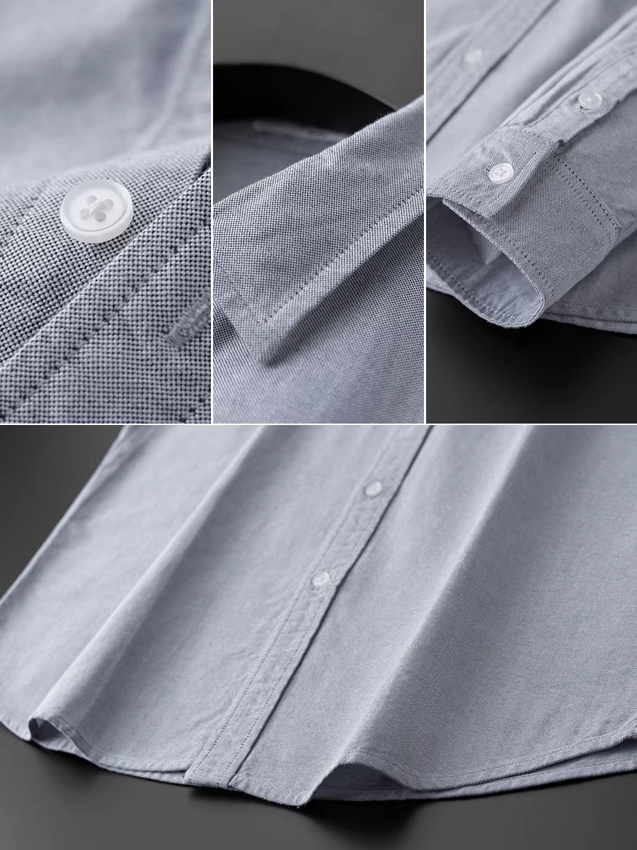 Áo sơ mi dài tay chất liệu Oxford, áo sơ mi dài tay chất liệu cotton nguyên chất, dễ chăm sóc, giặt được, kiểu dáng đơn giản, thích hợp cho mùa thu đông, dày dặn, đa năng.