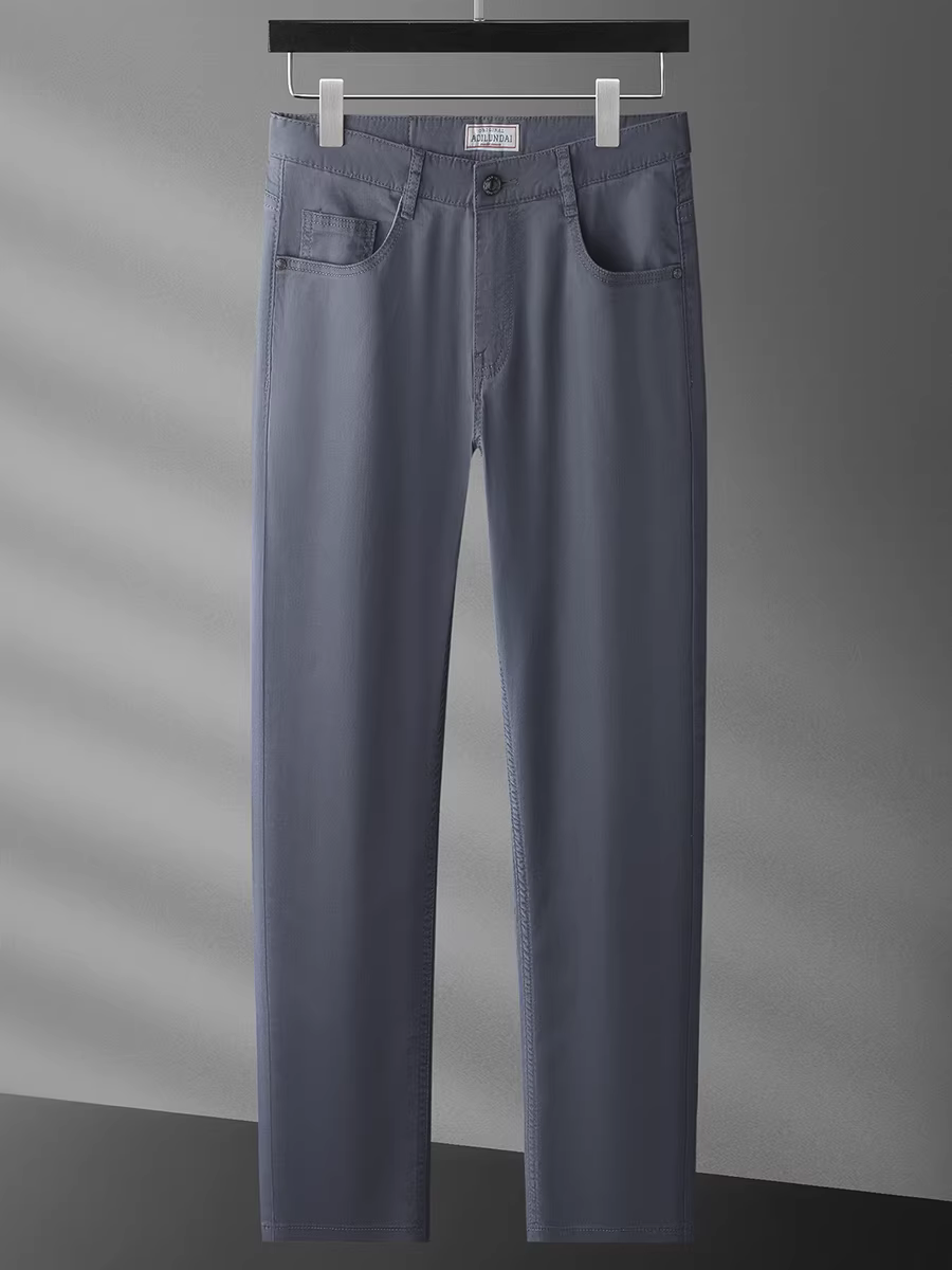 Quần jean nam màu xám xanh kiểu dáng mới mùa hè chất liệu cotton Tencel, dáng thẳng, chất liệu denim, đã qua xử lý, đa năng, co giãn, thoáng khí, phong cách thường ngày