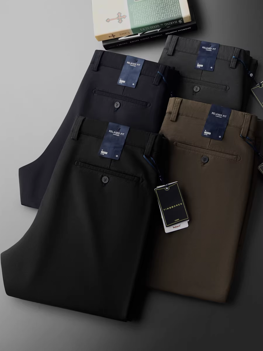 Quần âu nam chất liệu cotton chải kỹ, kiểu dáng thẳng, chất liệu dày dặn, mặc thoải mái, đa năng, thích hợp cho công việc.