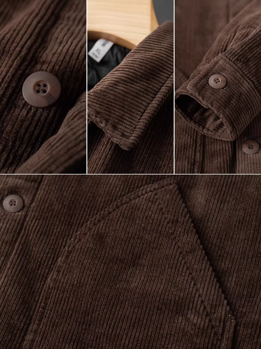 Áo khoác cotton nhung, áo khoác nhung dày mùa đông dành cho nam, có lớp lót và dày dặn để giữ ấm và bảo vệ khỏi cái lạnh.