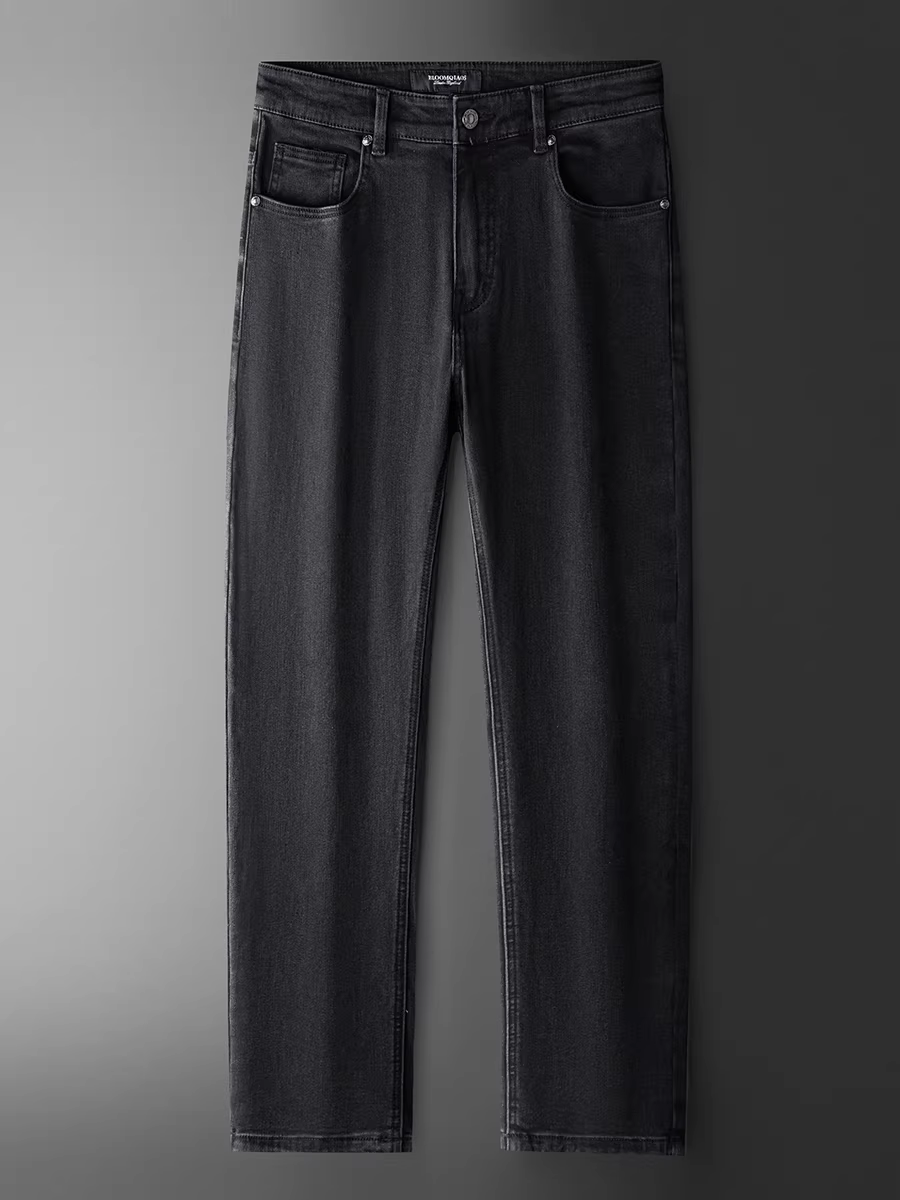 Quần jean nam thu đông mới, quần cotton co giãn màu đen, dáng thẳng, đa năng, mềm mại và thân thiện với làn da, kiểu dáng dày dặn.