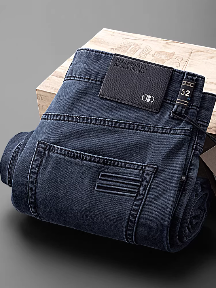Quần jean Tencel nhẹ mùa hè mới dành cho nam quần ống đứng kiểu cổ điển được giặt màu xám-xanh mềm mại thoáng khí đa năng