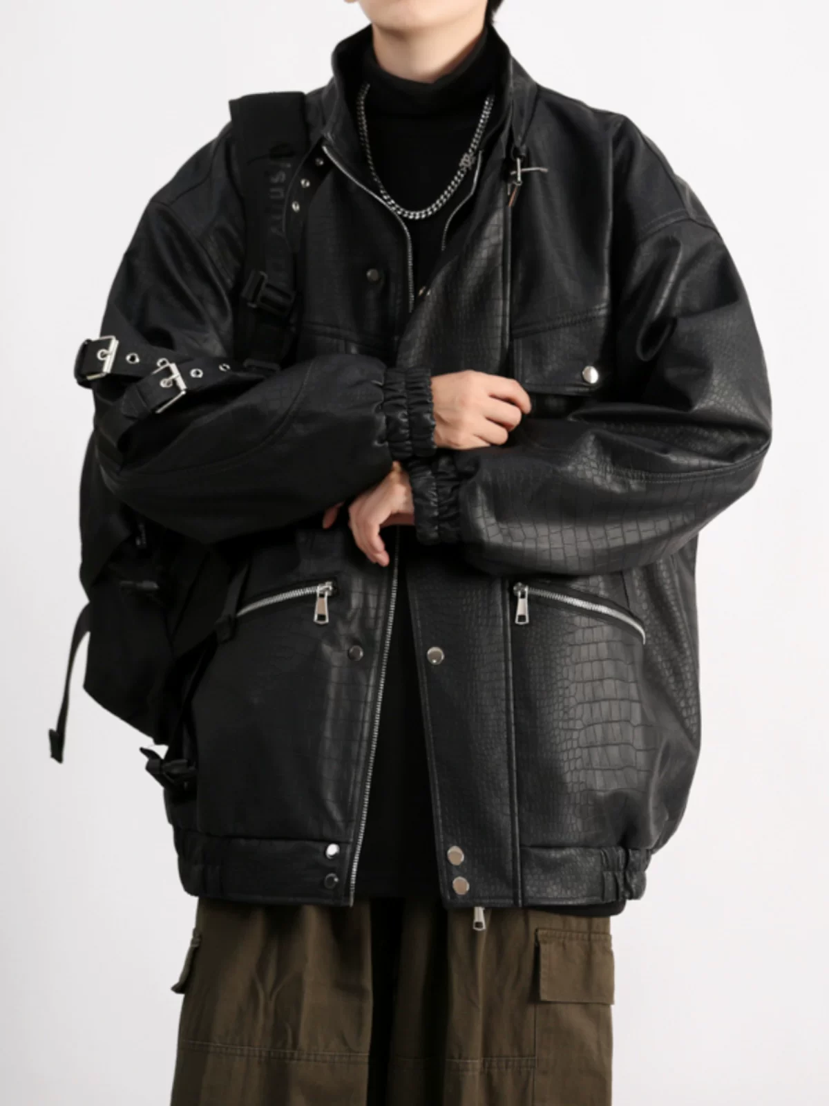 Áo khoác công sở đa năng dành cho nam, mùa xuân thu, áo khoác da thời trang cao cấp, áo khoác da PU kiểu dáng rộng rãi, phong cách retro Mỹ, thương hiệu thời thượng.