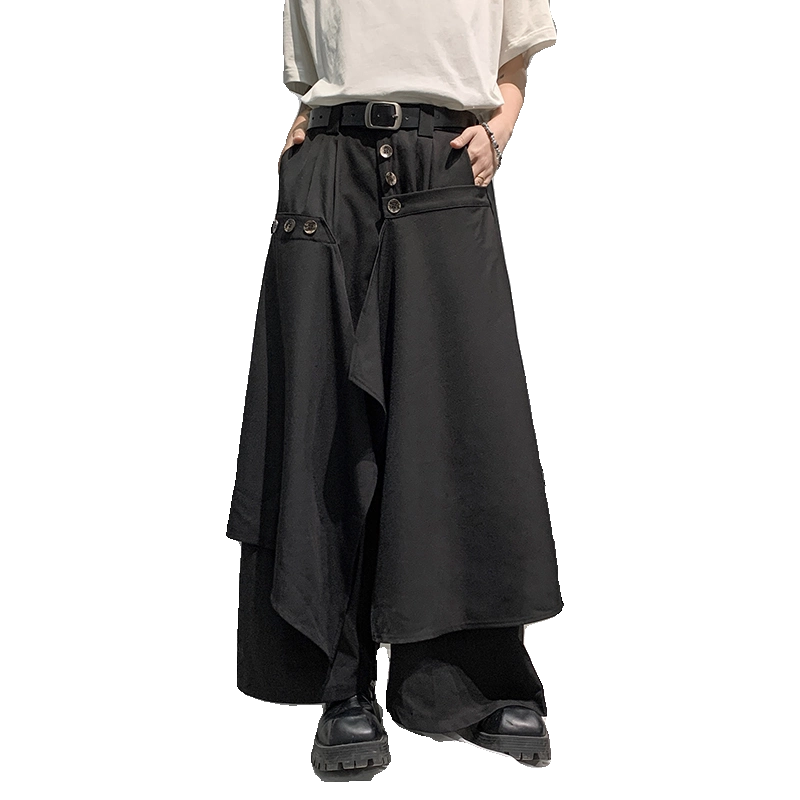 Quần thiết kế bất đối xứng dành cho nam, quần ống rộng hip-hop mùa hè, phong cách Yamamoto thời thượng, quần âu cá tính, thoải mái.