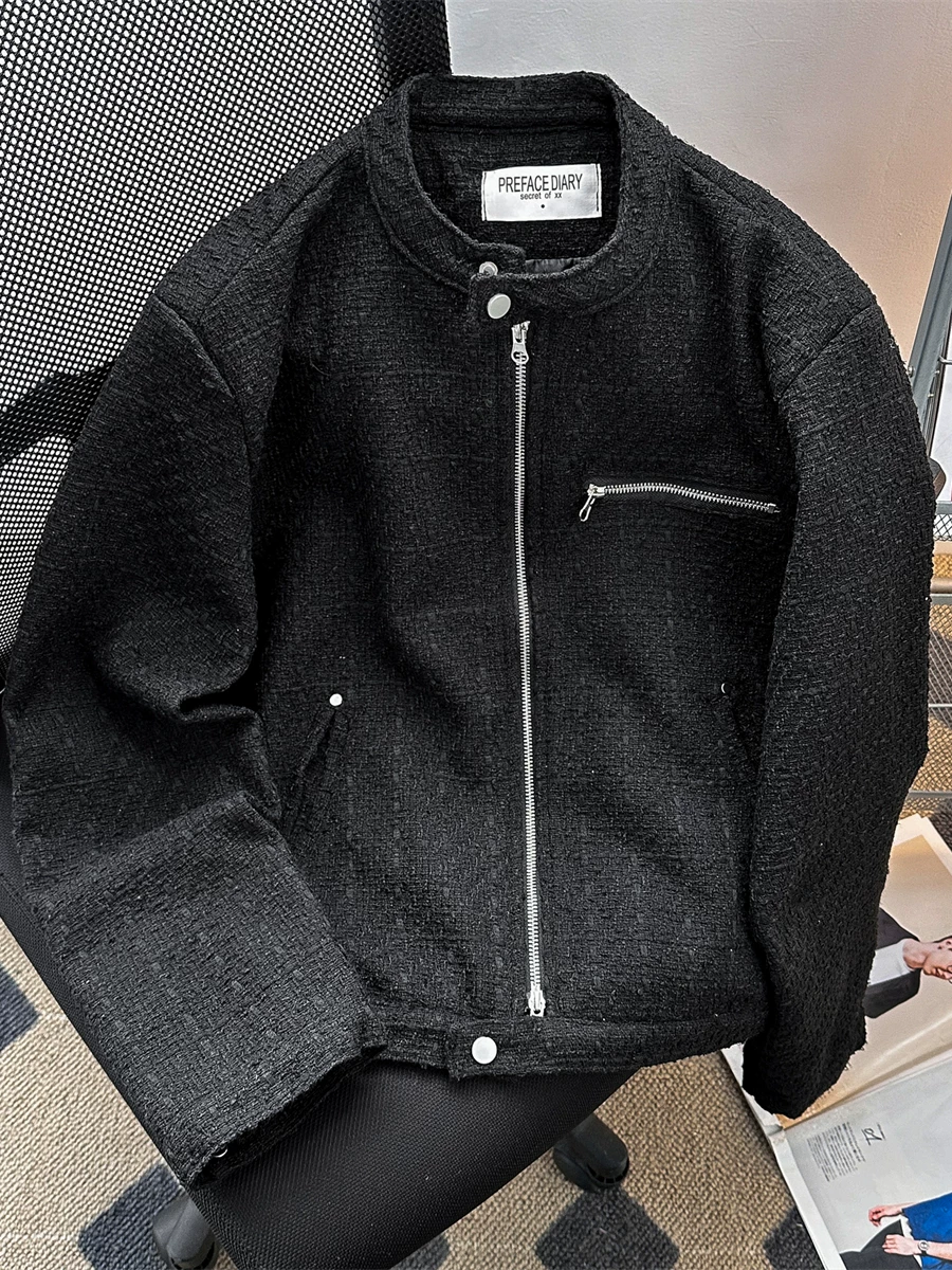 Áo khoác dệt kiểu Chanel dành cho nam, mùa xuân thu, cao cấp, sành điệu, áo khoác ngắn, áo khoác bóng chày kiểu Mỹ cleanfit.