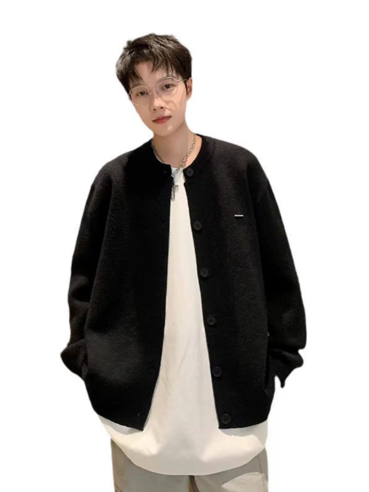 Áo len cardigan cao cấp dành cho nam, áo dệt kim kiểu dáng gọn gàng hợp thời trang, áo khoác dáng rộng phong cách lười biếng kiểu Mỹ cho mùa thu đông.