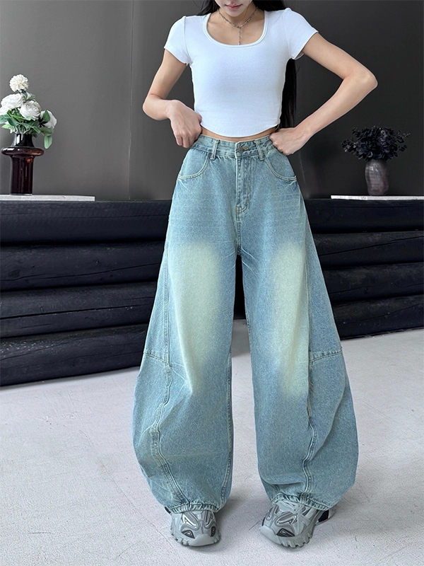 Quần jeans kiểu Mỹ dành cho nam và nữ, quần ống rộng dáng suông hợp thời trang, thiết kế mùa hè với kiểu dáng ống rộng cá tính và sành điệu.