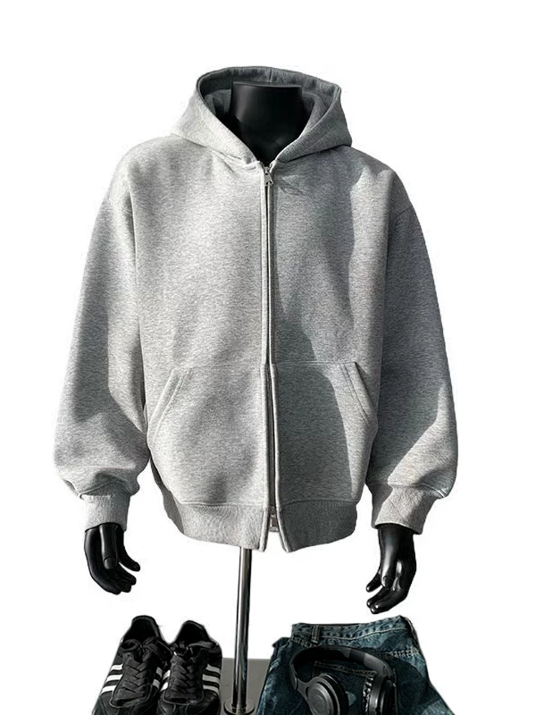 Áo nỉ có khóa kéo đôi Spring cleanfit dành cho nam, áo khoác cardigan oversized phong cách Mỹ thời thượng, quần áo cặp đôi có mũ trùm đầu rộng rãi.