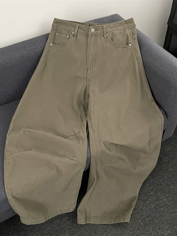 Quần jeans kiểu Mỹ retro, thương hiệu thời thượng, dáng rộng ống đứng, chất liệu mềm mại, thiết kế phá cách dành cho nam.