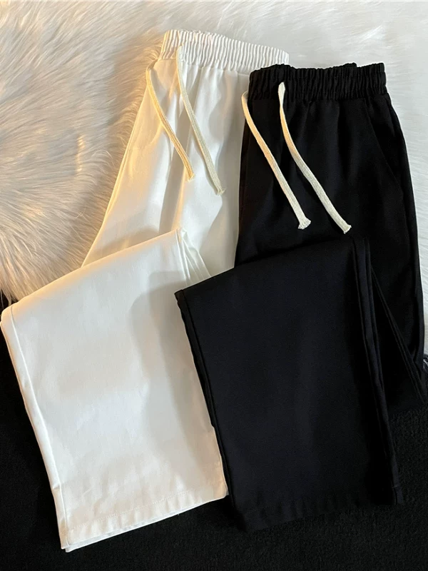 Quần dài ống rộng kiểu Nhật đơn giản dành cho nam giới, quần công sở đơn giản, hợp thời trang, quần ống rộng thông thường, mỏng, đa năng, mùa hè