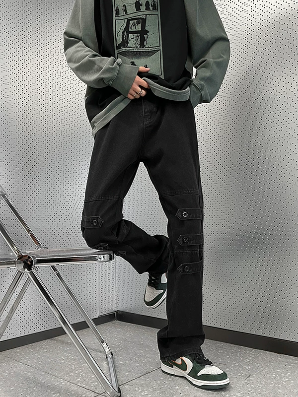 Quần kiểu dáng thiết kế thời trang mùa hè phong cách Mỹ, quần jean công sở nam, thương hiệu thời thượng, khóa kéo, xẻ tà, ống thẳng, dáng loe, dài.