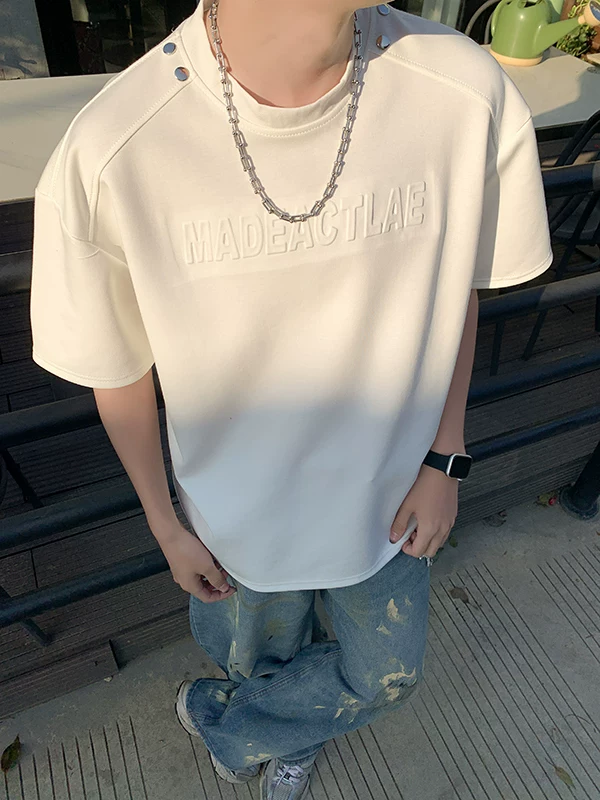 Áo thun nam tay ngắn in nổi 3D, áo thun tay lửng kiểu Mỹ retro, áo đôi thời trang mùa hè