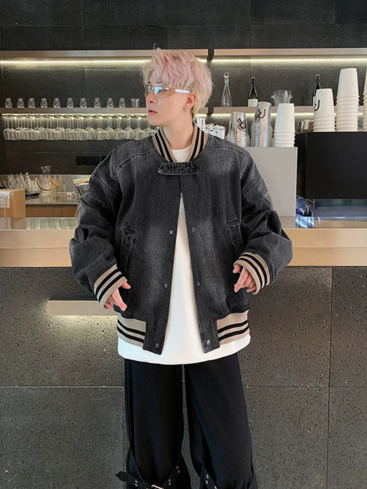 Áo khoác denim kiểu Mỹ retro cleanfit dành cho nam, áo khoác bóng chày ngắn dáng rộng, thương hiệu thời trang xuân thu, áo khoác ngoài cổ điển dành cho cặp đôi.