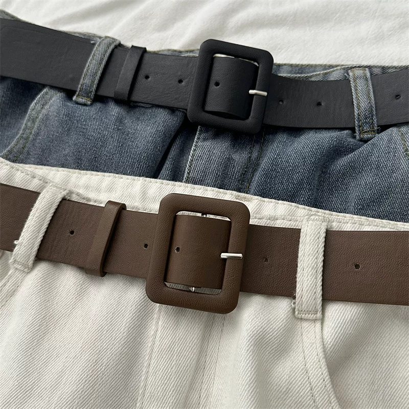 Thắt lưng phong cách Hàn Quốc đơn giản, giản dị dành cho nam và nữ, thắt lưng da có khóa cài retro nghệ thuật, thắt lưng thời trang đa năng dành cho sinh viên.