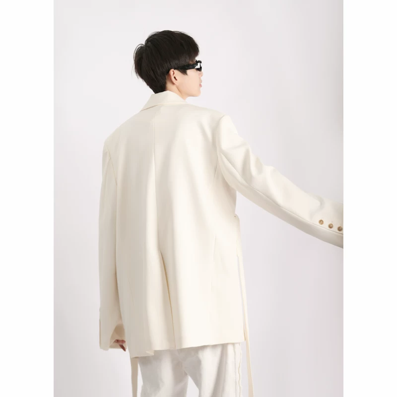 Áo blazer nam phong cách mới 2023 có thiết kế thắt lưng, áo khoác dáng rộng hợp thời trang phong cách Hàn Quốc cho mùa thu.