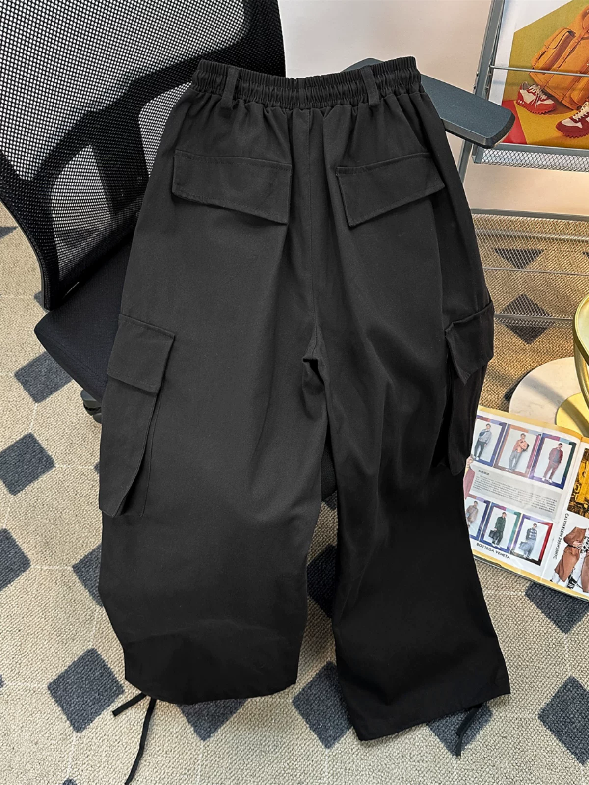 Quần cargo nhiều túi thời thượng dành cho nam, phong cách thu mới, quần đôi phong cách hip-hop Mỹ, quần dài ống rộng thoải mái.