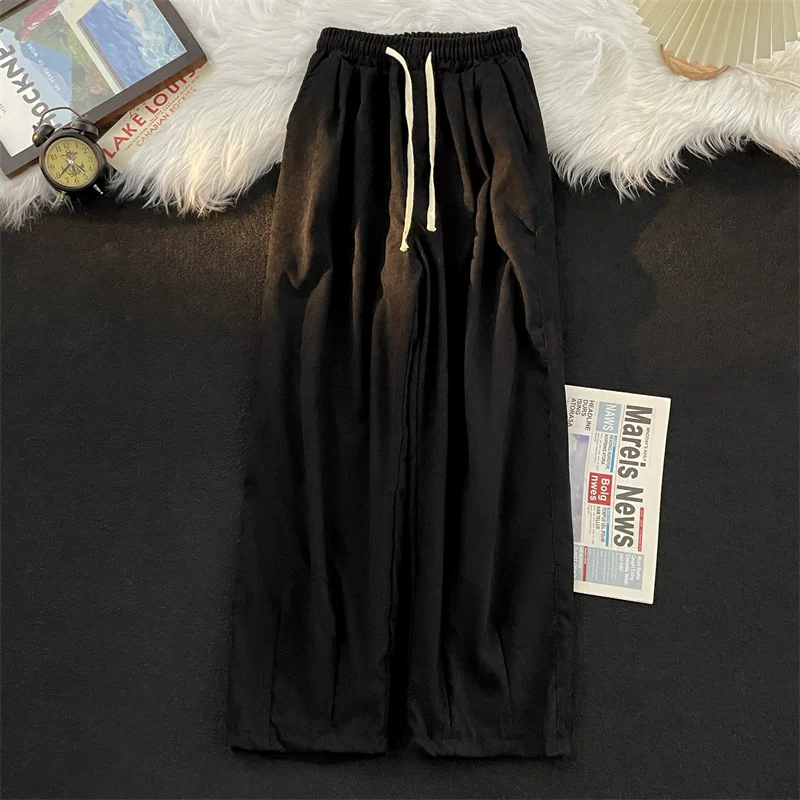 Quần vải nhung kiểu Nhật Bản, quần nam đa năng, quần nam mùa hè mỏng hợp thời trang, quần ống rộng dáng rộng