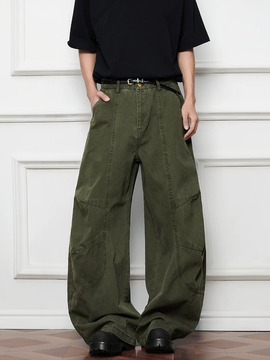 Quần jean ống rộng dáng rộng hợp thời trang mùa hè dành cho nam, quần dài phong cách đường phố Mỹ.