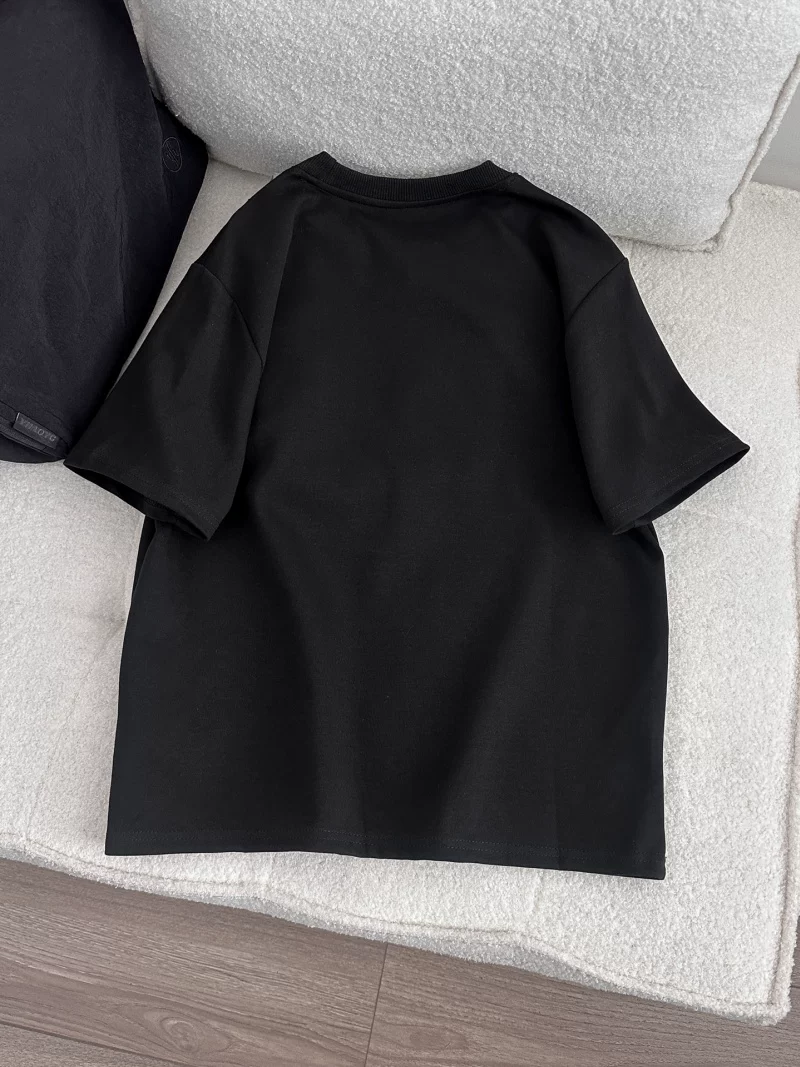 Áo thun ngắn tay thiết kế đính hạt kiểu Mỹ dành cho nam và nữ, áo cổ tròn dáng rộng thương hiệu thời thượng, áo thun chắp vá phá cách mùa hè.