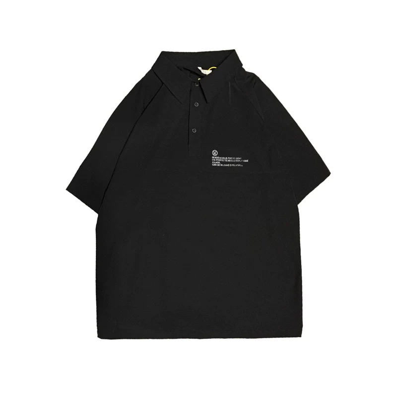 Áo thun ngắn tay phong cách retro Mỹ dành cho nam, áo polo công sở dáng rộng hợp thời trang mùa hè, áo thun tay lửng cá tính, thoải mái.