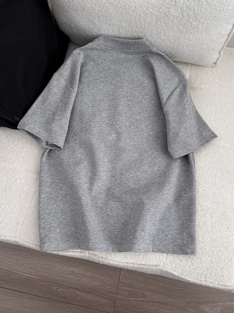 Áo thun nam tay ngắn cổ Henry kiểu Mỹ, áo thun mùa hè rộng rãi thoải mái, áo kiểu đơn giản thời trang dành cho cặp đôi.