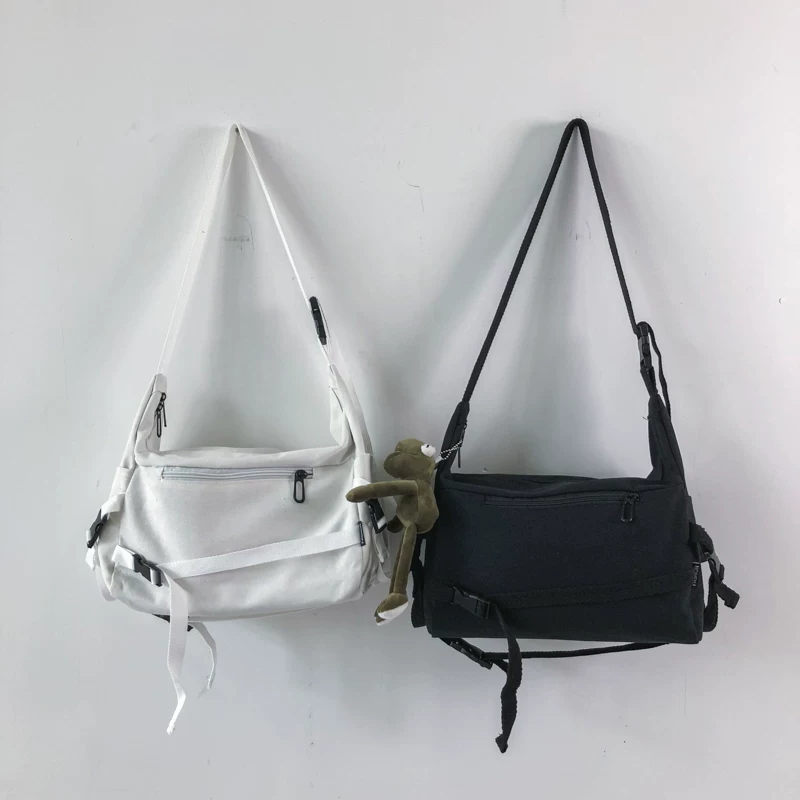 Túi đeo chéo màu trơn phong cách Harajuku Nhật Bản đa năng dành cho cả nam và nữ Túi đeo chéo màu trơn phong cách Hàn Quốc INS Túi đeo vai phong cách Hồng Kông sức chứa lớn