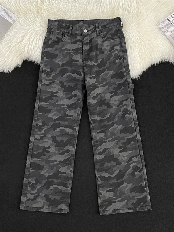 Quần jean công sở ngụy trang cá tính và sành điệu dành cho nam, quần cleanfit thương hiệu hợp thời trang mùa hè, quần dài ống rộng dáng rộng phong cách Mỹ cổ điển.