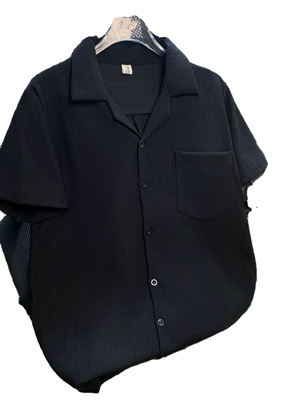 Áo sơ mi ngắn tay cổ Cuba kiểu Mỹ dành cho nam, áo sơ mi mát mẻ mùa hè bằng vải lụa băng, áo đôi cao cấp dáng rộng hợp thời trang.