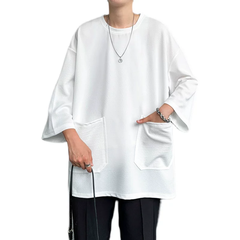 Áo thun nam mùa hè dáng rộng phong cách Mỹ, có túi lớn, thương hiệu thời thượng, áo ngắn tay.