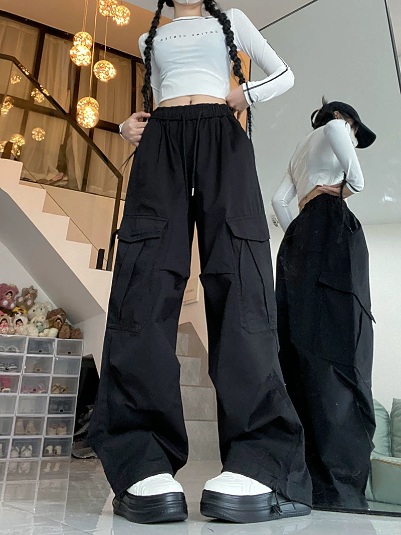 Quần cặp đôi phong cách hip-hop kiểu Mỹ mùa thu, quần cargo thời trang đường phố cao cấp, quần nam rộng rãi thoải mái, quần ống rộng