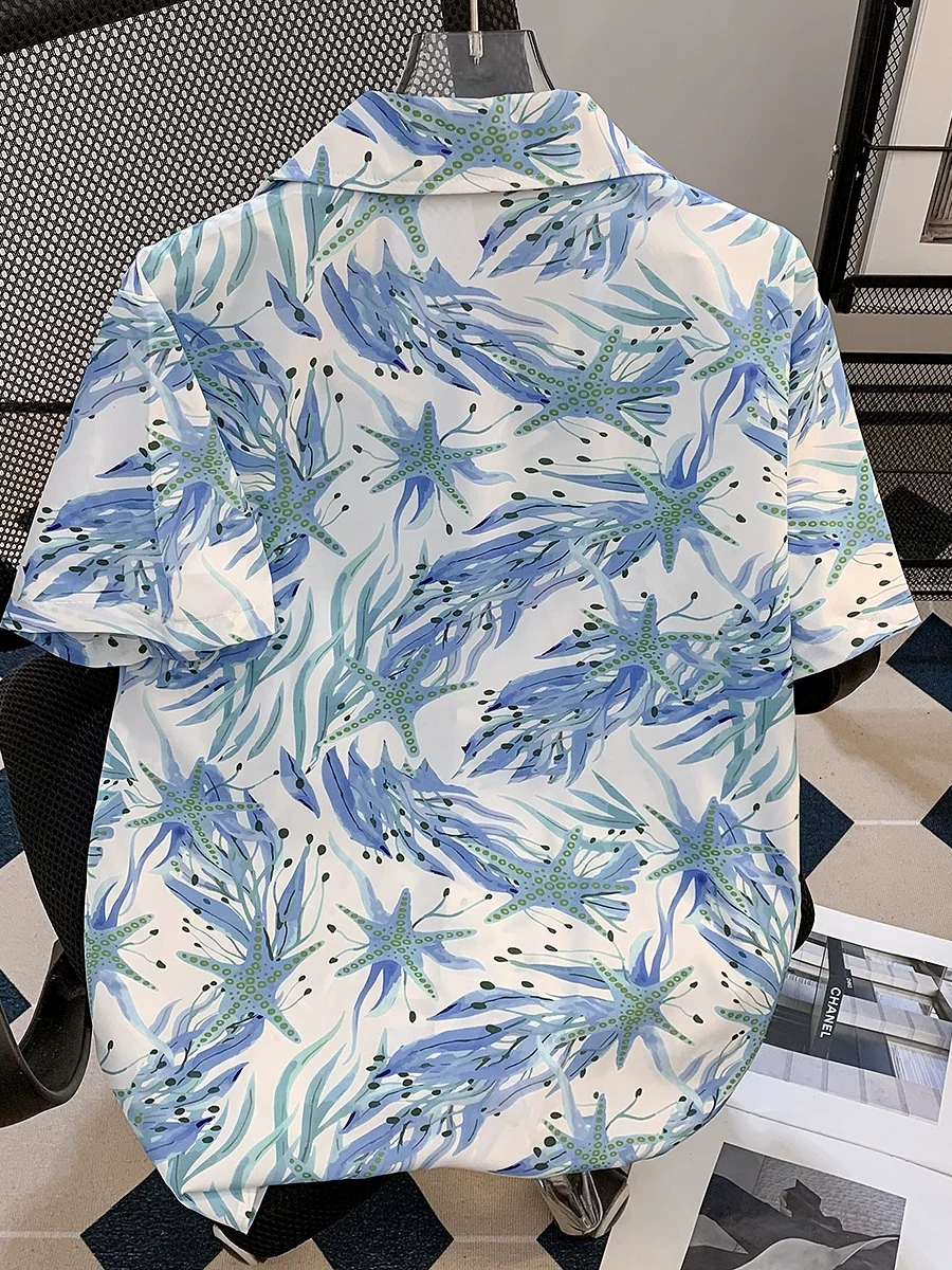 Áo sơ mi ngắn tay in họa tiết mùa hè dành cho nam, áo nửa tay dáng rộng kiểu Hawaii, áo sơ mi đi biển đẹp trai của thương hiệu thời trang Mỹ
