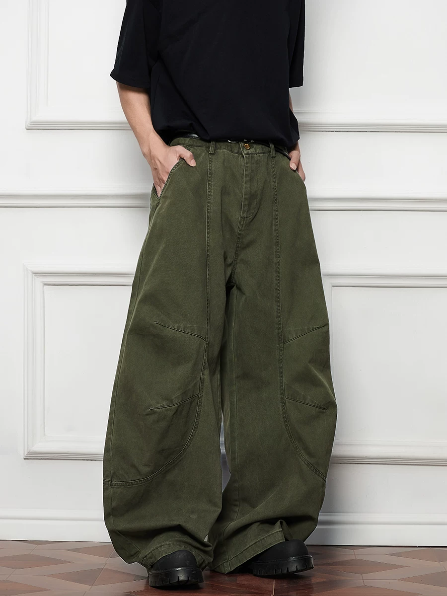 Quần jean ống rộng dáng rộng hợp thời trang mùa hè dành cho nam, quần dài phong cách đường phố Mỹ.