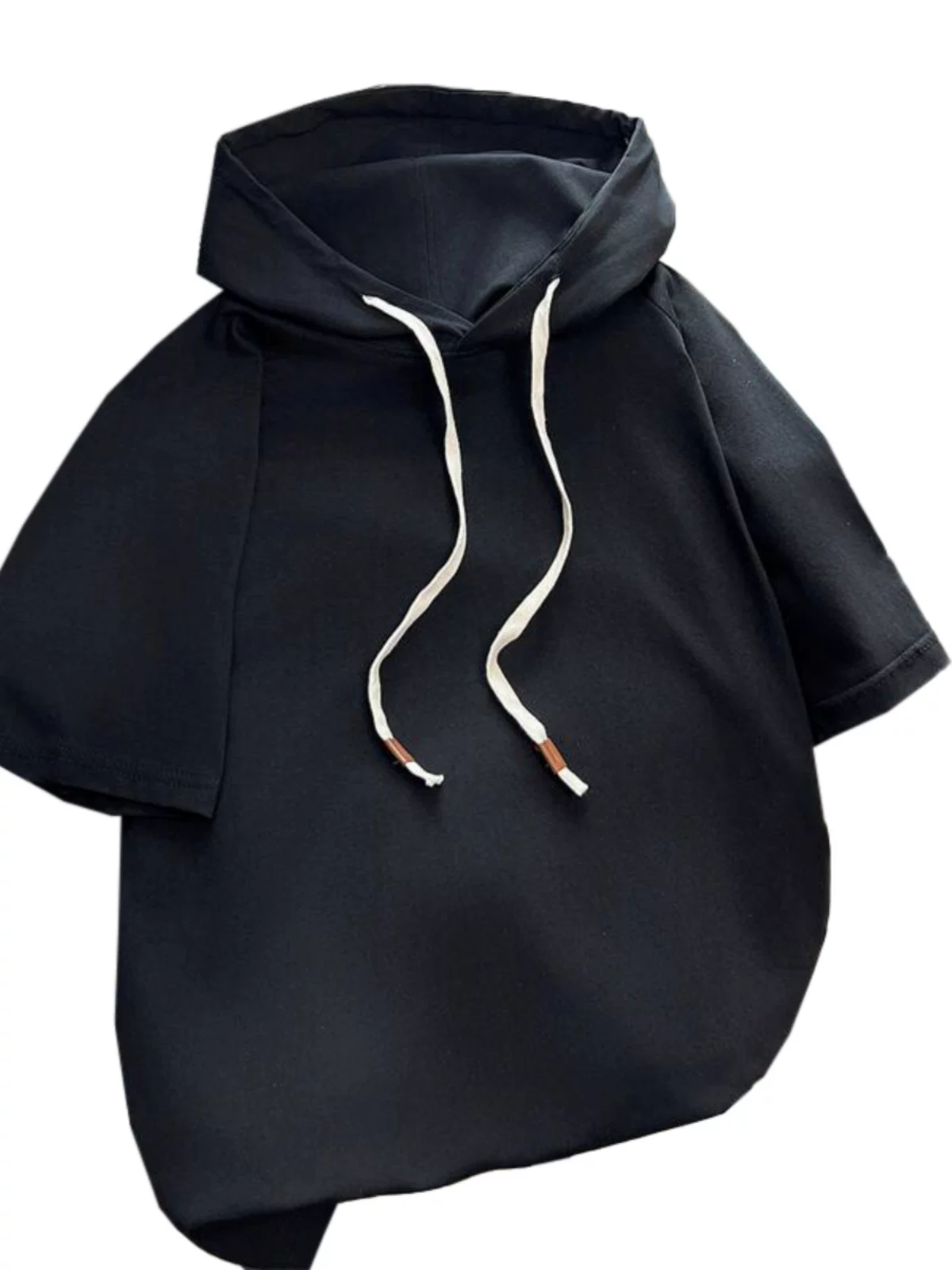 Áo thun nam cotton nguyên chất tay lửng, dáng rộng, có mũ, chất liệu dày dặn kiểu Mỹ, áo thun ngắn tay thời trang mùa hè, áo thun đôi đa năng.