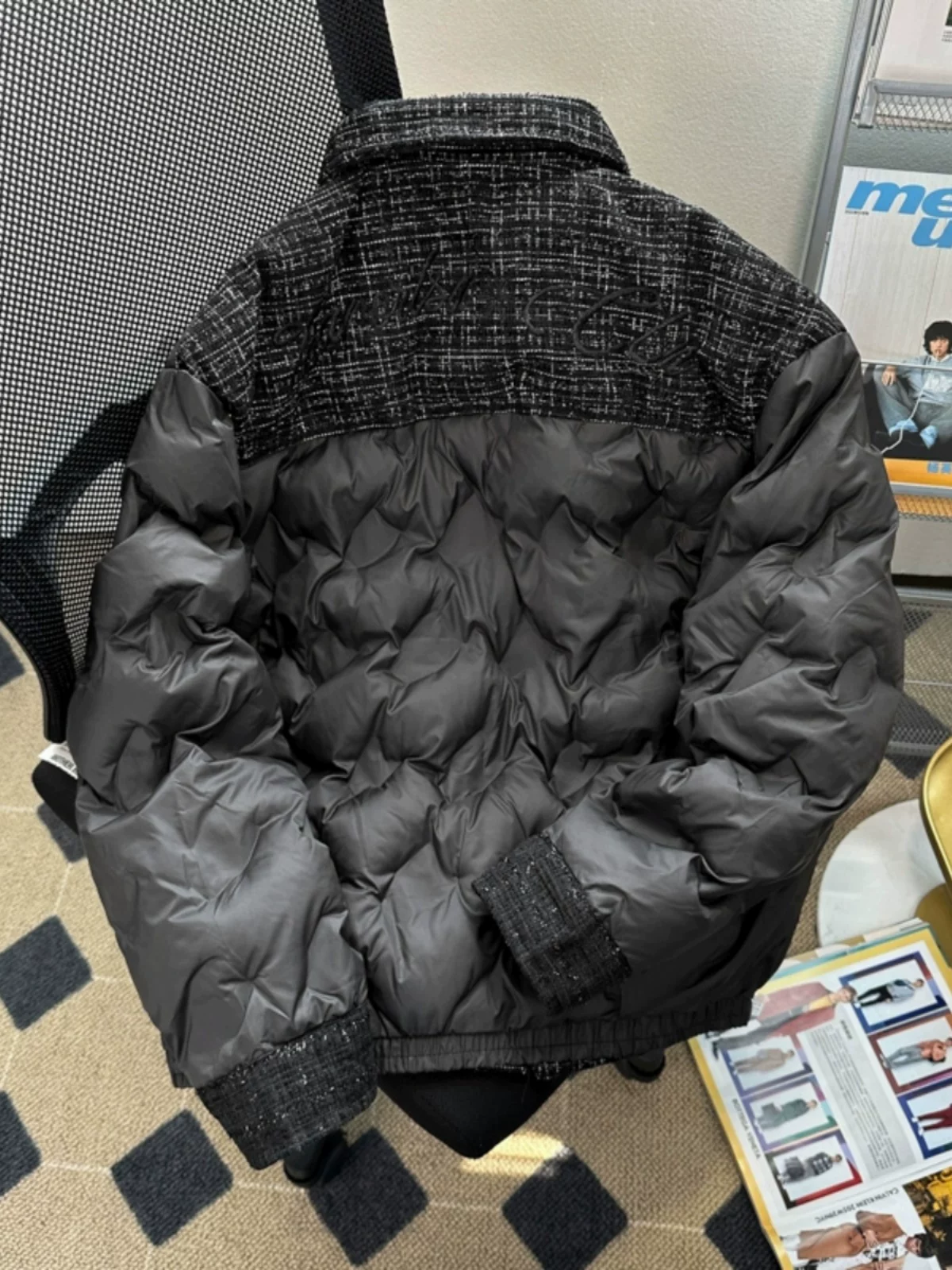 Áo khoác cotton kiểu Chanel dành cho nam, thiết kế dày dặn, dáng rộng mùa đông, áo khoác cotton cặp đôi phong cách Mỹ thời thượng.