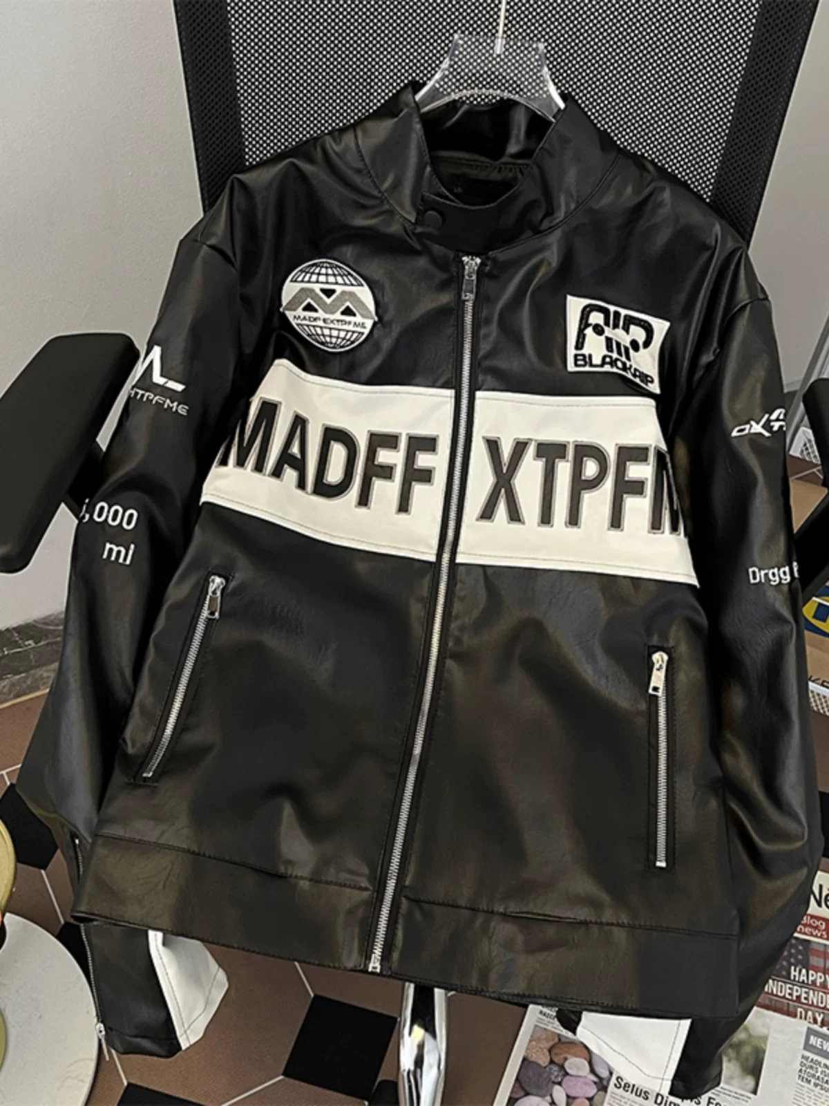 Áo khoác bóng chày da PU thêu kiểu Mỹ, dáng rộng cho nam, mùa xuân thu, thương hiệu thời thượng, áo khoác cặp đôi cá tính.