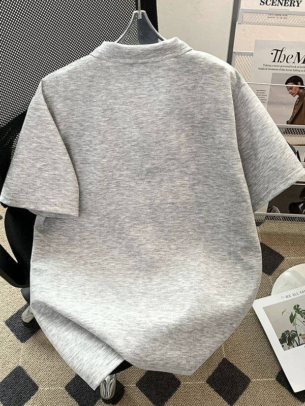 Áo polo kiểu Mỹ dành cho nam, áo thun ngắn tay kiểu Nhật Bản cá tính và thời trang, áo thun trơn màu hợp thời trang mùa hè, kiểu dáng cơ bản.