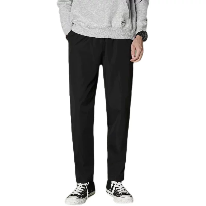 Quần lụa mỏng mùa hè, quần tây nam phong cách Nhật Bản và Hàn Quốc, quần ống rộng dáng suông hợp thời trang.