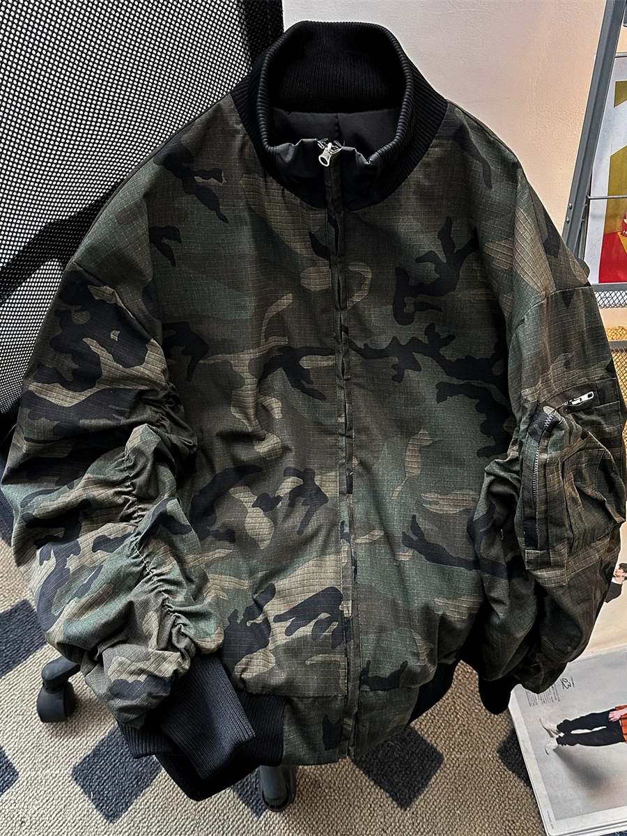 Áo khoác bomber kiểu Mỹ dành cho nam, thiết kế hai mặt xuân thu, thương hiệu thời thượng, áo khoác bóng chày ngắn cá tính.