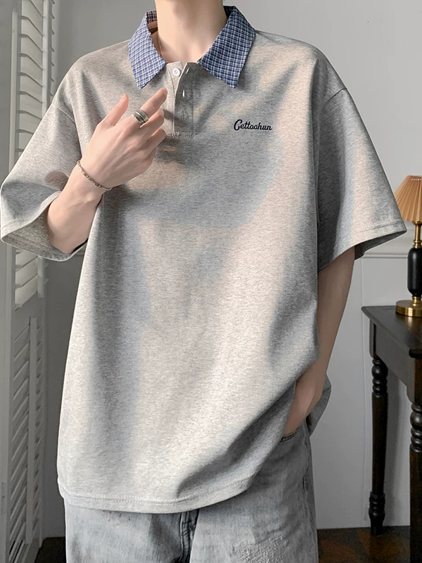 Áo polo nam tay ngắn kiểu Mỹ, áo thun nửa tay phối màu mùa hè, áo đôi cao cấp thời thượng