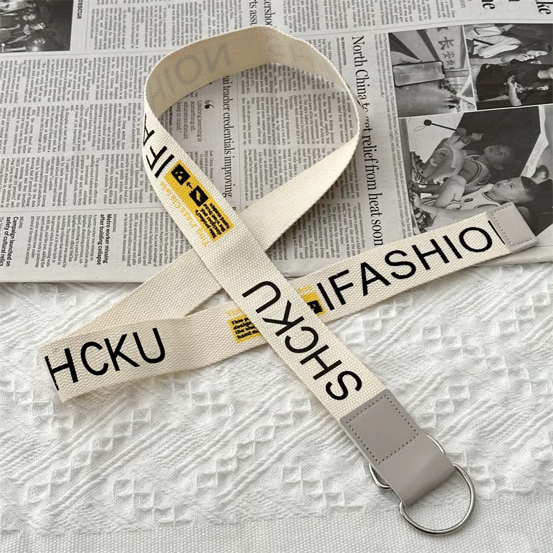 Thắt lưng in họa tiết đường phố kiểu Mỹ, thắt lưng khóa đôi đa năng unisex, thắt lưng vải dệt cá tính, hợp thời trang trên Instagram.