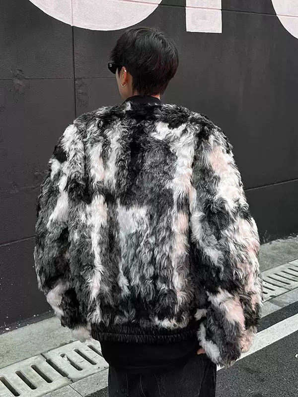 Áo khoác len cừu nhuộm chàm độc đáo dành cho nam, áo khoác bông dày dặn dáng rộng mùa đông, áo khoác bông ấm áp phong cách Mỹ thời thượng.