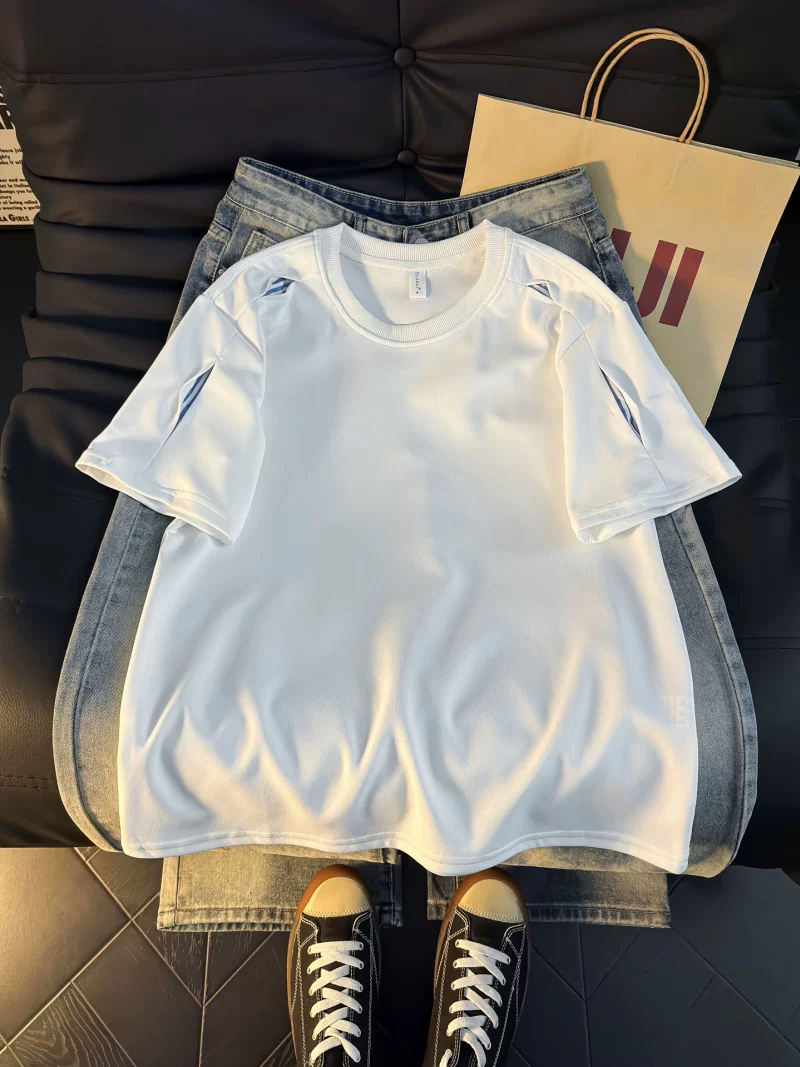 Áo thun ngắn tay cổ tròn kiểu Mỹ dành cho nam và nữ, áo thun nửa tay dáng rộng thoải mái mùa hè, áo thun cơ bản kiểu dáng đơn giản hợp thời trang dành cho cặp đôi