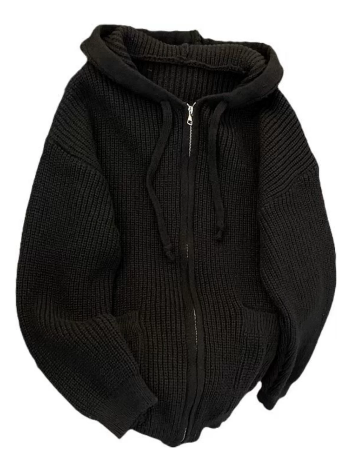 Áo khoác cardigan có mũ dành cho nam, kiểu mới thu đông 2024, phong cách Mỹ rộng rãi, thời thượng, kiểu dáng thoải mái, áo đôi.