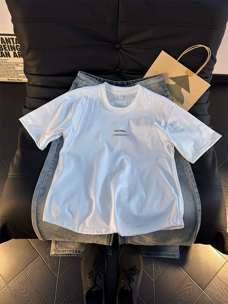 Áo thun nam tay ngắn kiểu Mỹ, áo thun Sorona tay lửng dáng rộng mùa hè, áo cao cấp phối vải thời trang.