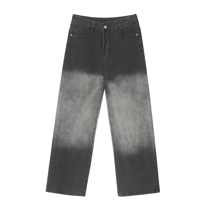 Quần jeans nam kiểu gradient, mùa xuân, dáng rộng, phong cách đường phố, thương hiệu thời thượng, quần ống rộng suông.