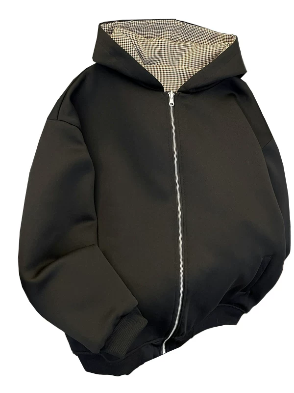 Áo len cardigan có thể đảo ngược dành cho nam, phong cách xuân thu, họa tiết răng cưa kiểu Mỹ cổ điển, quần áo có mũ trùm đầu rộng rãi hợp thời trang dành cho cặp đôi.