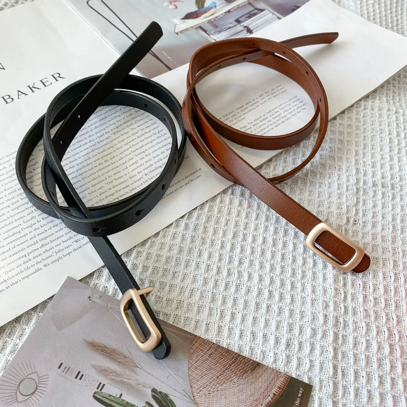 Thắt lưng da mỏng phong cách cổ điển Hồng Kông unisex đa năng thắt lưng mở rộng phiên bản Hàn Quốc hợp thời trang đơn giản trẻ trung thắt lưng quần thường ngày