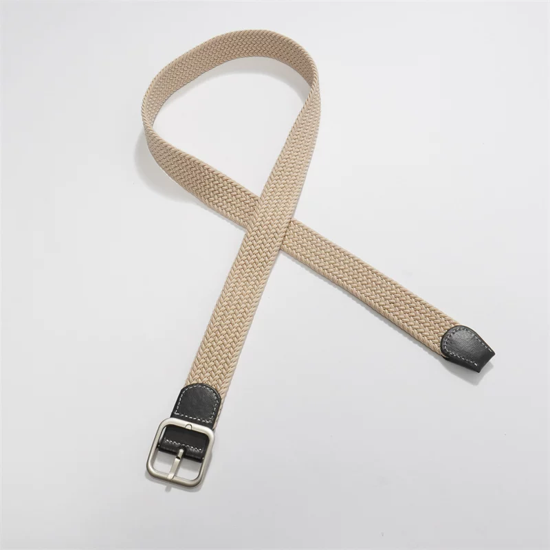 Thắt lưng phong cách Nhật Bản tối giản cổ điển, unisex, thắt lưng da dệt không lỗ, hợp thời trang trên Instagram, dây dài, thắt lưng khóa cài đa năng, phong cách thường ngày.