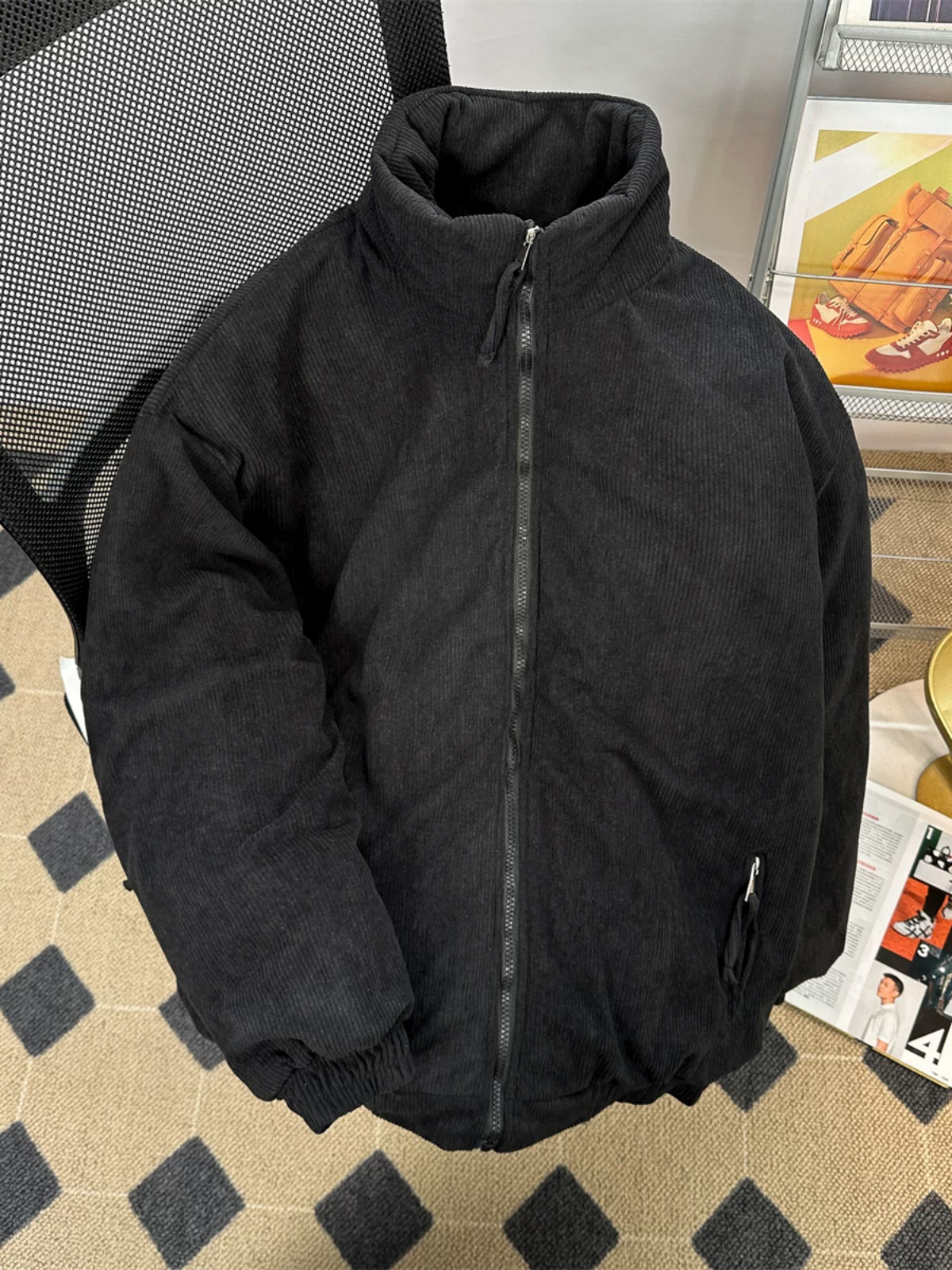 Áo khoác cotton dày dặn mùa đông dành cho nam, phong cách retro Mỹ, thương hiệu thời thượng, áo khoác cotton dáng rộng.