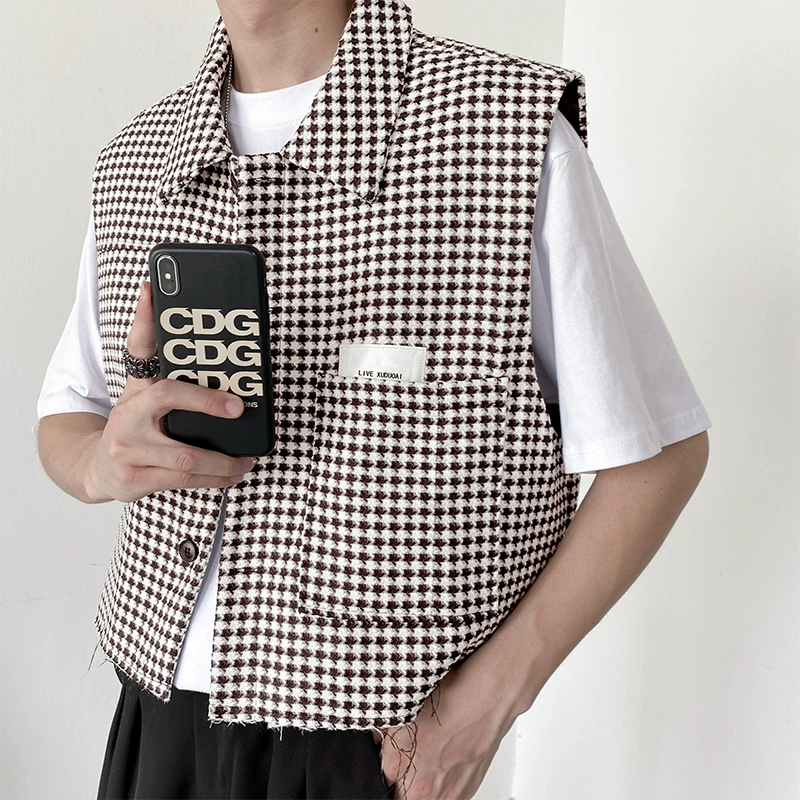 Áo khoác vest kẻ sọc cổ điển dành cho nam, mùa xuân thu, kiểu dáng rộng rãi phong cách Hàn Quốc, áo vest ngắn hợp thời trang.